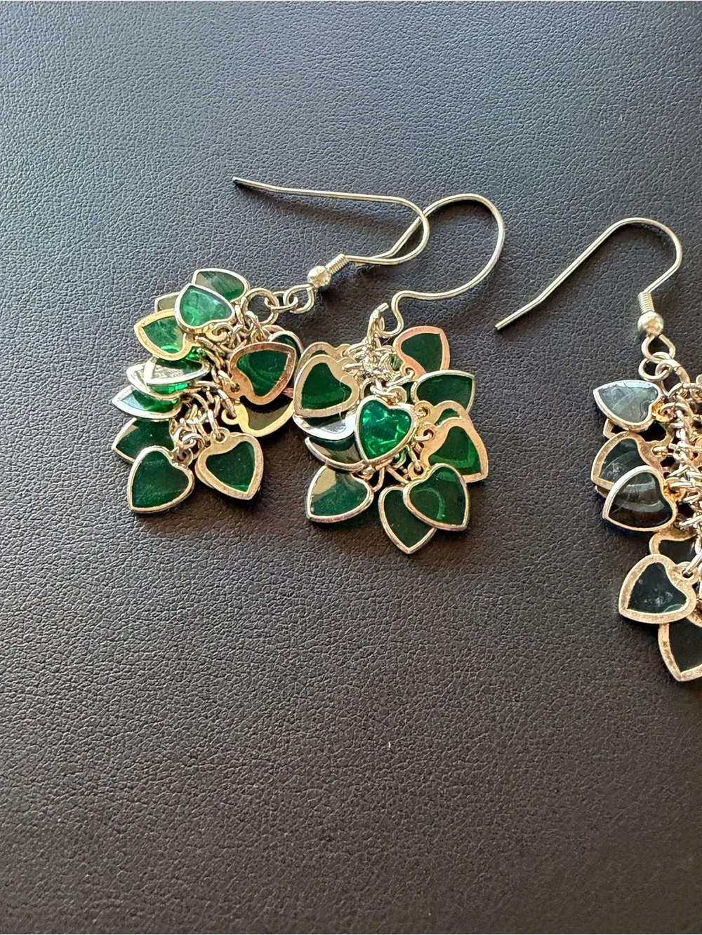 Vintage Sterling Silver Cluster Glass Hearts  Dangle Earrings Bundle 3